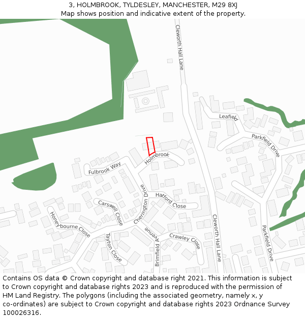 3, HOLMBROOK, TYLDESLEY, MANCHESTER, M29 8XJ: Location map and indicative extent of plot