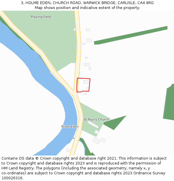 3, HOLME EDEN, CHURCH ROAD, WARWICK BRIDGE, CARLISLE, CA4 8RG: Location map and indicative extent of plot