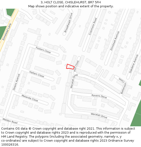 3, HOLT CLOSE, CHISLEHURST, BR7 5FH: Location map and indicative extent of plot