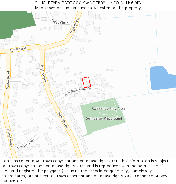 3, HOLT FARM PADDOCK, SWINDERBY, LINCOLN, LN6 9PY: Location map and indicative extent of plot