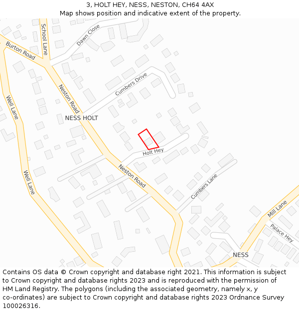 3, HOLT HEY, NESS, NESTON, CH64 4AX: Location map and indicative extent of plot