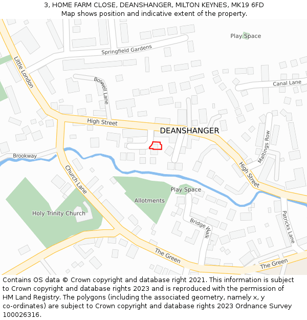 3, HOME FARM CLOSE, DEANSHANGER, MILTON KEYNES, MK19 6FD: Location map and indicative extent of plot
