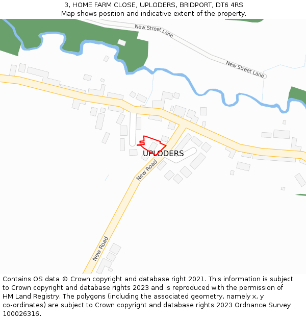 3, HOME FARM CLOSE, UPLODERS, BRIDPORT, DT6 4RS: Location map and indicative extent of plot