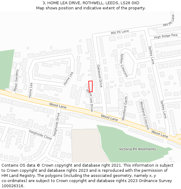 3, HOME LEA DRIVE, ROTHWELL, LEEDS, LS26 0XD: Location map and indicative extent of plot