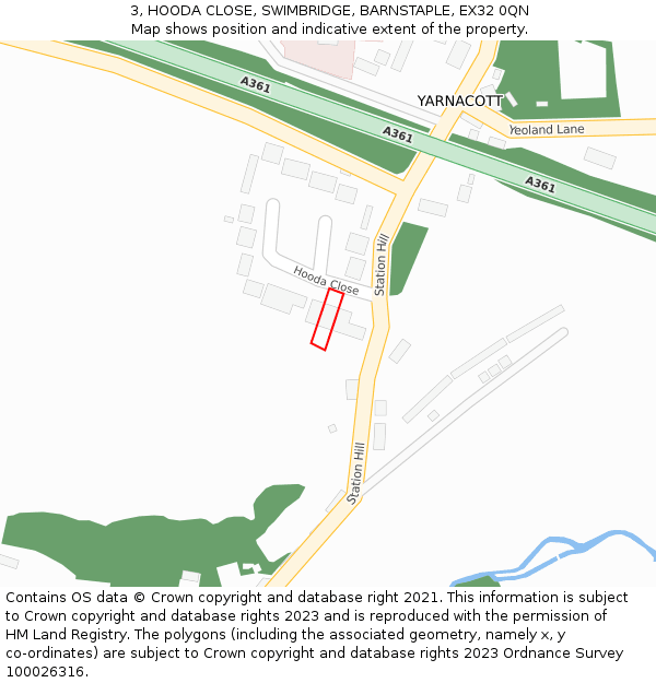 3, HOODA CLOSE, SWIMBRIDGE, BARNSTAPLE, EX32 0QN: Location map and indicative extent of plot