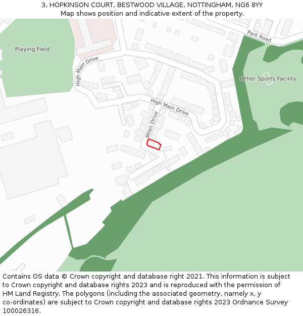 3, HOPKINSON COURT, BESTWOOD VILLAGE, NOTTINGHAM, NG6 8YY: Location map and indicative extent of plot