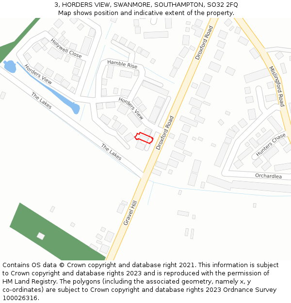 3, HORDERS VIEW, SWANMORE, SOUTHAMPTON, SO32 2FQ: Location map and indicative extent of plot