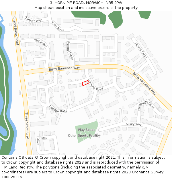 3, HORN PIE ROAD, NORWICH, NR5 9PW: Location map and indicative extent of plot