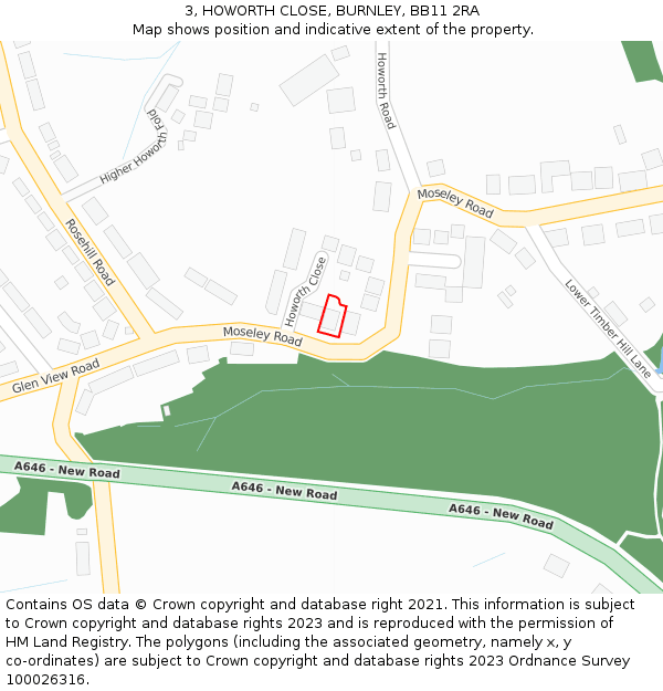 3, HOWORTH CLOSE, BURNLEY, BB11 2RA: Location map and indicative extent of plot