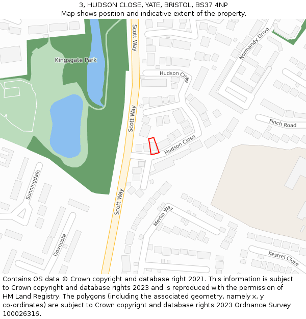 3, HUDSON CLOSE, YATE, BRISTOL, BS37 4NP: Location map and indicative extent of plot