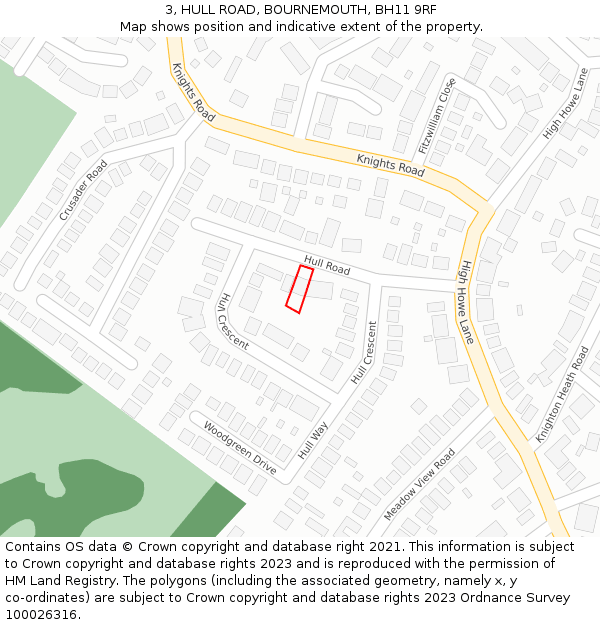 3, HULL ROAD, BOURNEMOUTH, BH11 9RF: Location map and indicative extent of plot