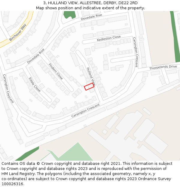 3, HULLAND VIEW, ALLESTREE, DERBY, DE22 2RD: Location map and indicative extent of plot