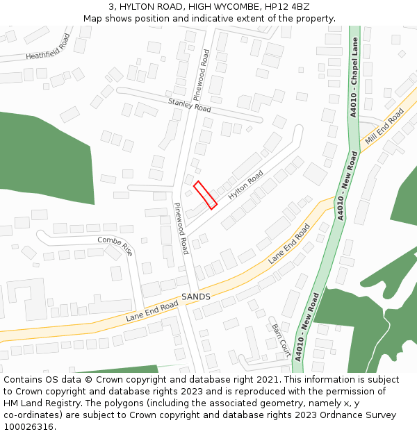 3, HYLTON ROAD, HIGH WYCOMBE, HP12 4BZ: Location map and indicative extent of plot