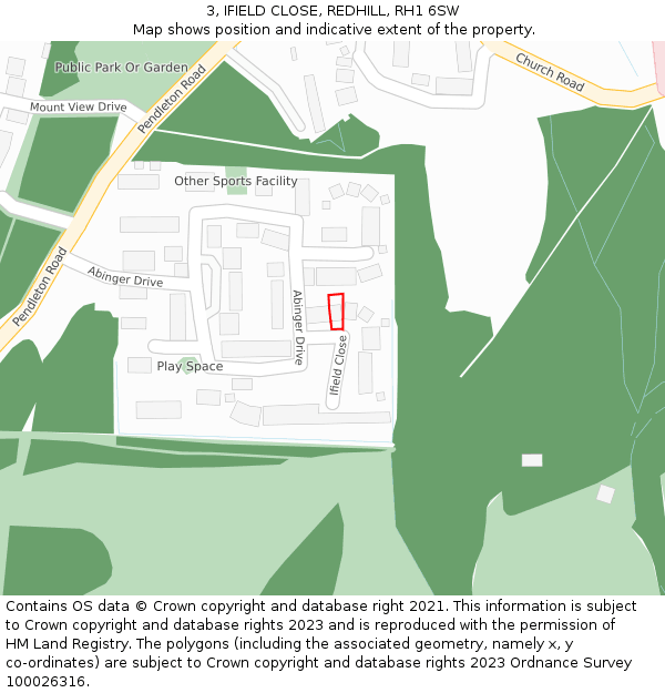 3, IFIELD CLOSE, REDHILL, RH1 6SW: Location map and indicative extent of plot