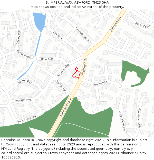 3, IMPERIAL WAY, ASHFORD, TN23 5HA: Location map and indicative extent of plot