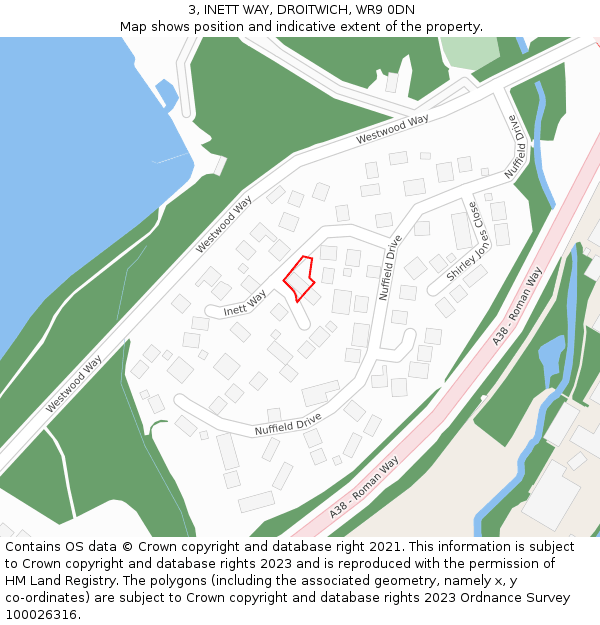 3, INETT WAY, DROITWICH, WR9 0DN: Location map and indicative extent of plot