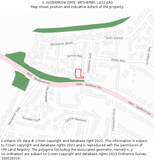 3, INGBARROW GATE, WETHERBY, LS22 6AS: Location map and indicative extent of plot