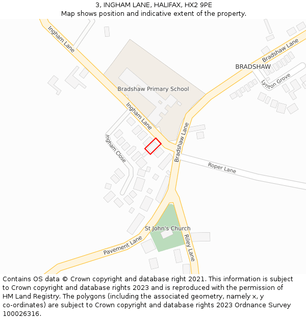 3, INGHAM LANE, HALIFAX, HX2 9PE: Location map and indicative extent of plot