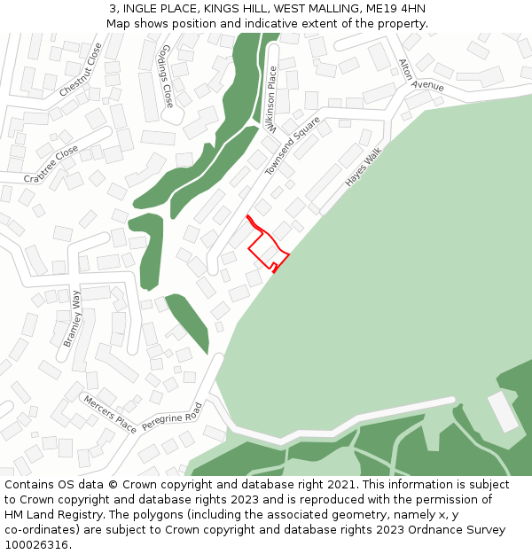 3, INGLE PLACE, KINGS HILL, WEST MALLING, ME19 4HN: Location map and indicative extent of plot