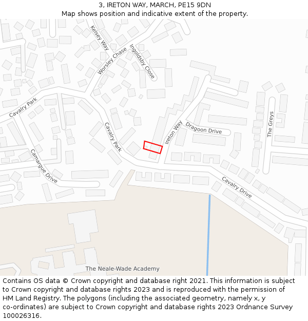 3, IRETON WAY, MARCH, PE15 9DN: Location map and indicative extent of plot