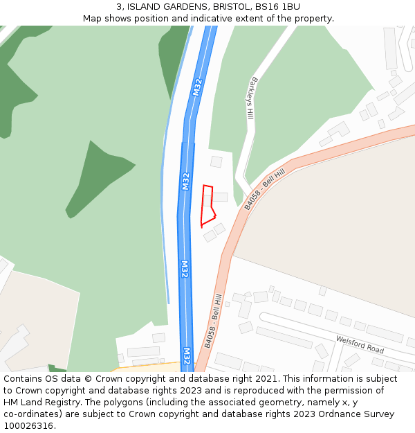 3, ISLAND GARDENS, BRISTOL, BS16 1BU: Location map and indicative extent of plot