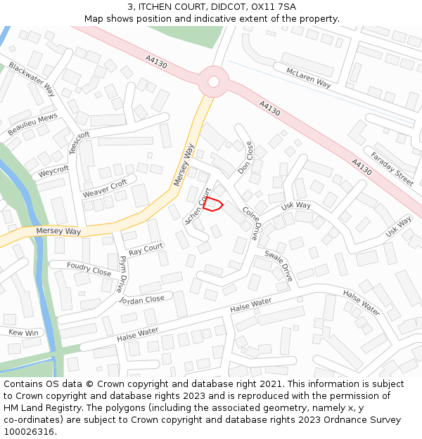 3, ITCHEN COURT, DIDCOT, OX11 7SA: Location map and indicative extent of plot