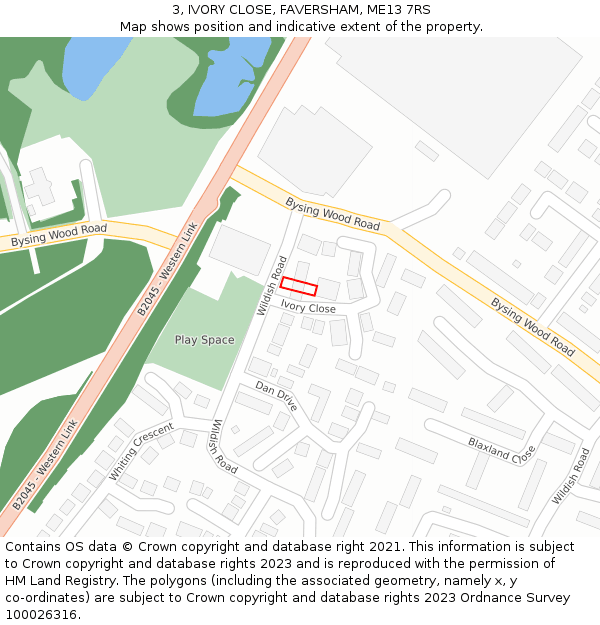 3, IVORY CLOSE, FAVERSHAM, ME13 7RS: Location map and indicative extent of plot