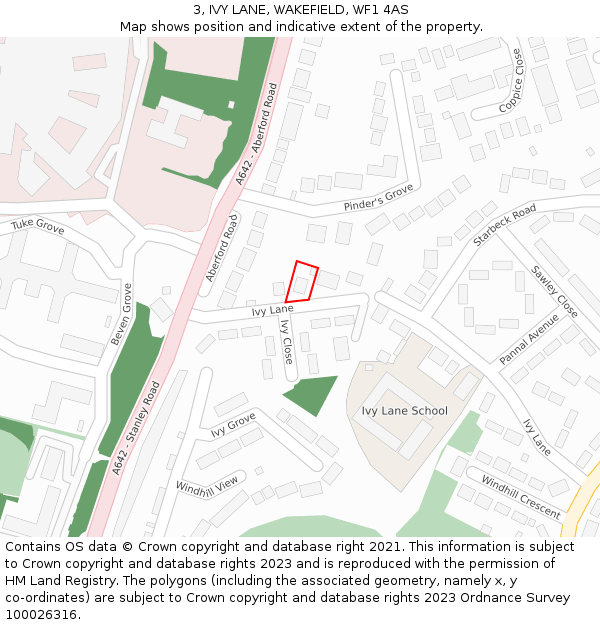 3, IVY LANE, WAKEFIELD, WF1 4AS: Location map and indicative extent of plot