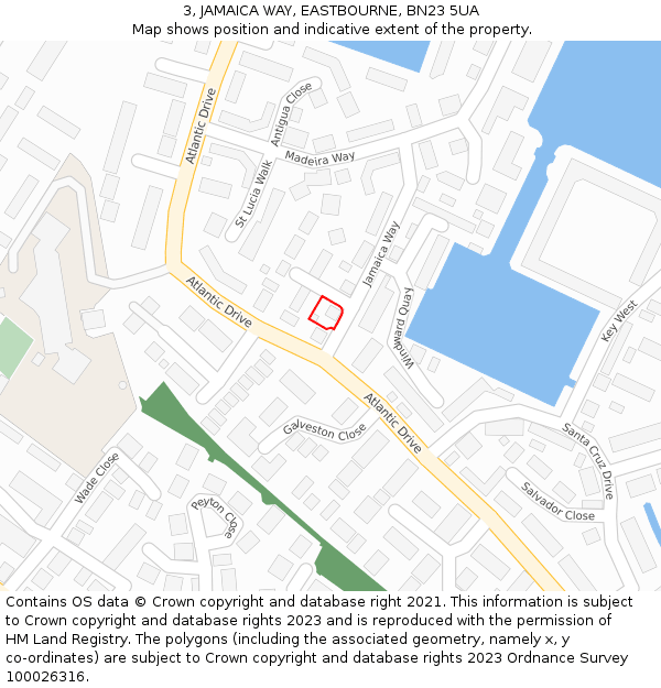 3, JAMAICA WAY, EASTBOURNE, BN23 5UA: Location map and indicative extent of plot