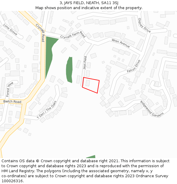 3, JAYS FIELD, NEATH, SA11 3SJ: Location map and indicative extent of plot