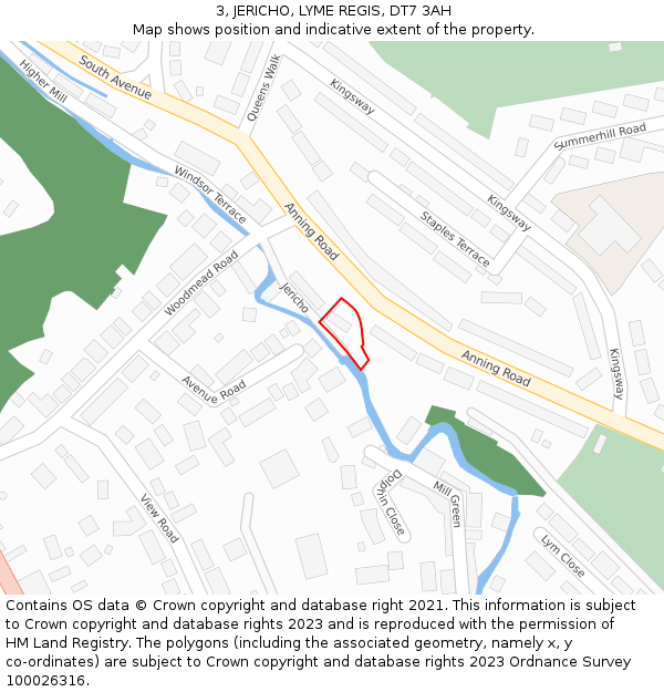 3, JERICHO, LYME REGIS, DT7 3AH: Location map and indicative extent of plot