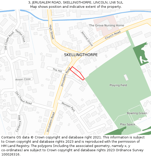 3, JERUSALEM ROAD, SKELLINGTHORPE, LINCOLN, LN6 5UL: Location map and indicative extent of plot