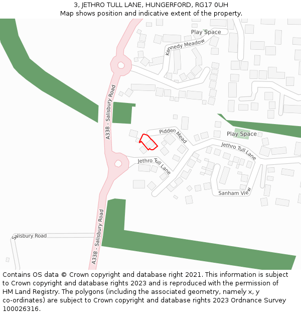 3, JETHRO TULL LANE, HUNGERFORD, RG17 0UH: Location map and indicative extent of plot
