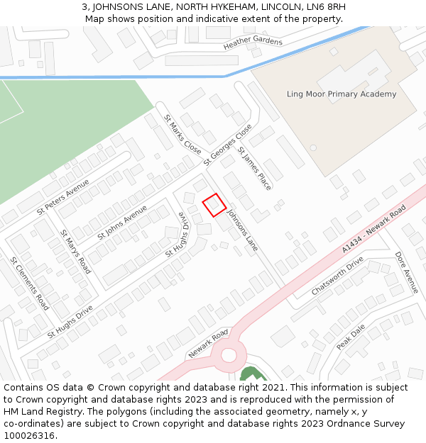 3, JOHNSONS LANE, NORTH HYKEHAM, LINCOLN, LN6 8RH: Location map and indicative extent of plot