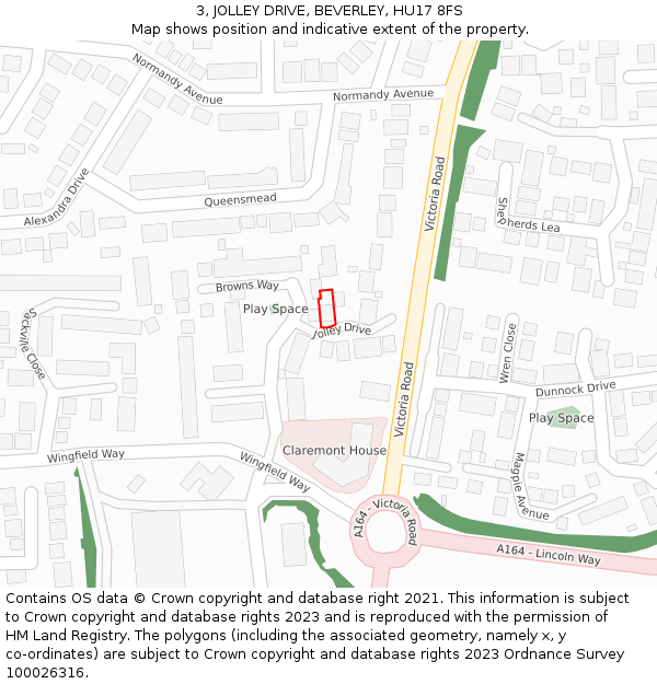 3, JOLLEY DRIVE, BEVERLEY, HU17 8FS: Location map and indicative extent of plot