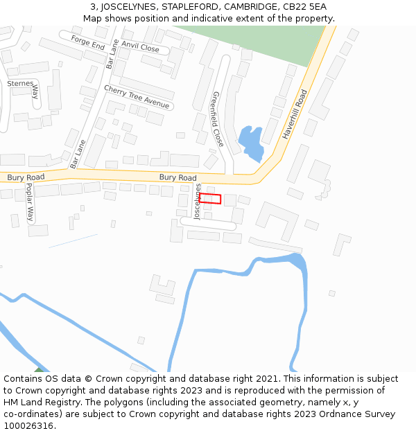 3, JOSCELYNES, STAPLEFORD, CAMBRIDGE, CB22 5EA: Location map and indicative extent of plot