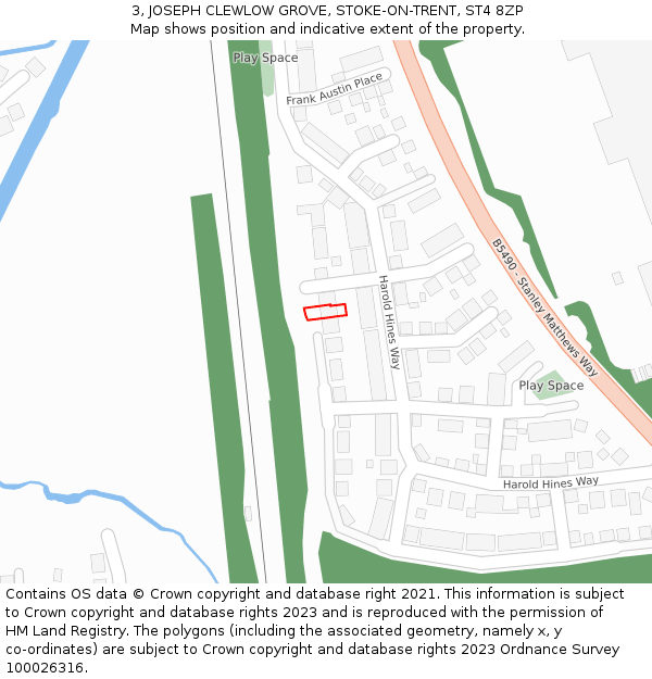 3, JOSEPH CLEWLOW GROVE, STOKE-ON-TRENT, ST4 8ZP: Location map and indicative extent of plot