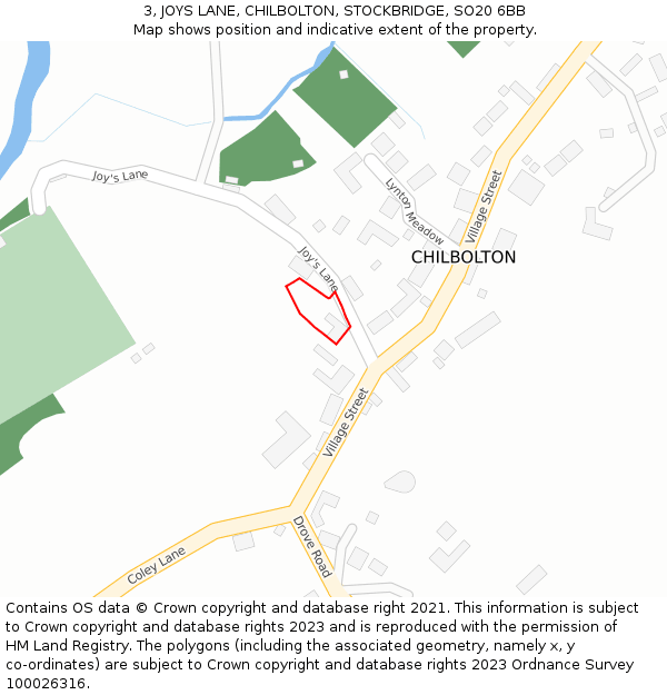 3, JOYS LANE, CHILBOLTON, STOCKBRIDGE, SO20 6BB: Location map and indicative extent of plot