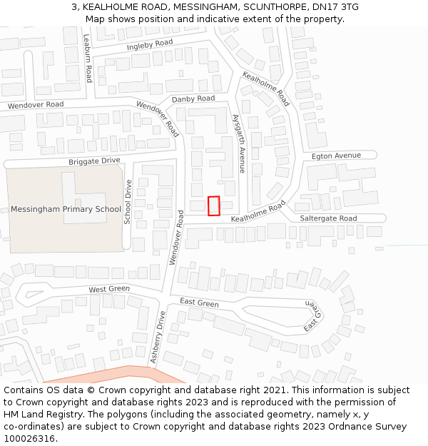 3, KEALHOLME ROAD, MESSINGHAM, SCUNTHORPE, DN17 3TG: Location map and indicative extent of plot