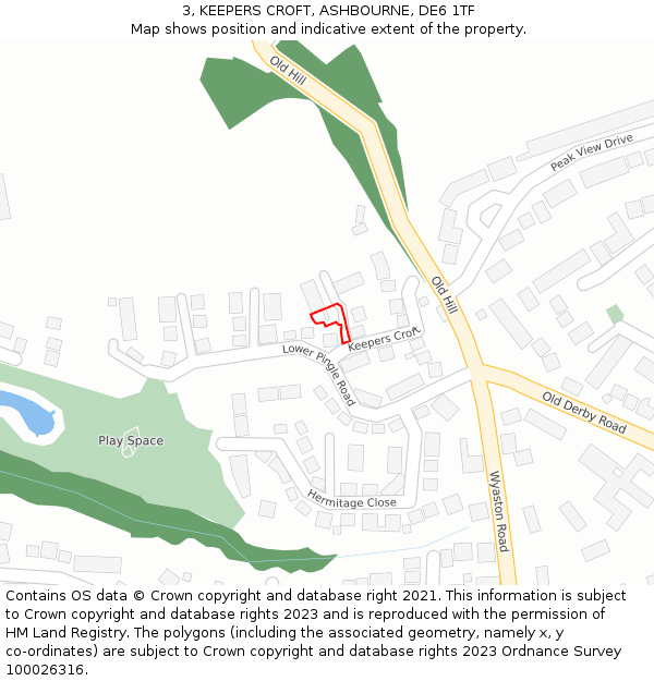 3, KEEPERS CROFT, ASHBOURNE, DE6 1TF: Location map and indicative extent of plot