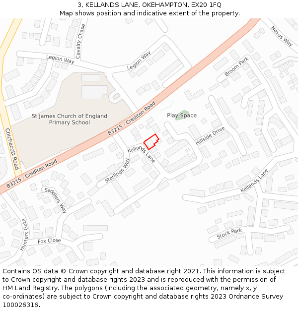 3, KELLANDS LANE, OKEHAMPTON, EX20 1FQ: Location map and indicative extent of plot
