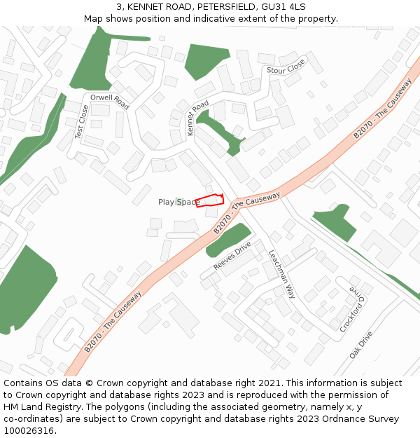 3, KENNET ROAD, PETERSFIELD, GU31 4LS: Location map and indicative extent of plot