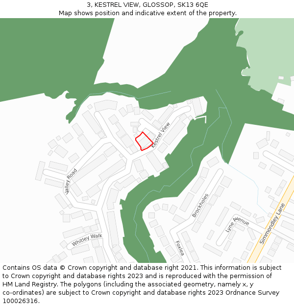 3, KESTREL VIEW, GLOSSOP, SK13 6QE: Location map and indicative extent of plot