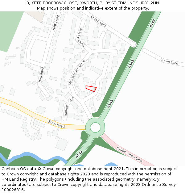 3, KETTLEBORROW CLOSE, IXWORTH, BURY ST EDMUNDS, IP31 2UN: Location map and indicative extent of plot