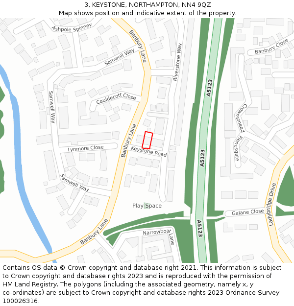 3, KEYSTONE, NORTHAMPTON, NN4 9QZ: Location map and indicative extent of plot