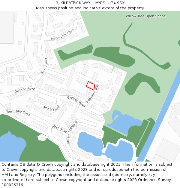 3, KILPATRICK WAY, HAYES, UB4 9SX: Location map and indicative extent of plot