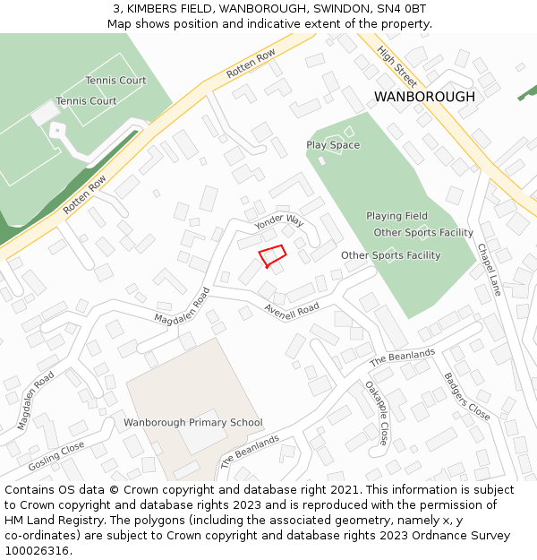 3, KIMBERS FIELD, WANBOROUGH, SWINDON, SN4 0BT: Location map and indicative extent of plot