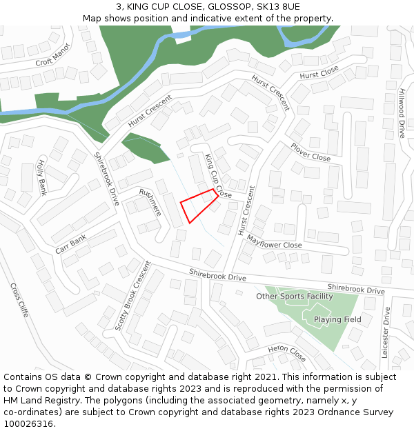 3, KING CUP CLOSE, GLOSSOP, SK13 8UE: Location map and indicative extent of plot