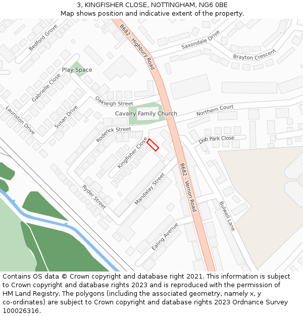 3, KINGFISHER CLOSE, NOTTINGHAM, NG6 0BE: Location map and indicative extent of plot