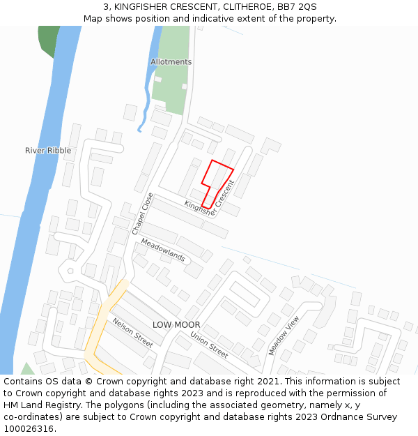 3, KINGFISHER CRESCENT, CLITHEROE, BB7 2QS: Location map and indicative extent of plot